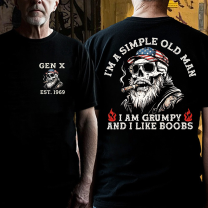 Custom "Simple Old Man" Shirt - Grumpy & Unapologetic | Personalized Gen X / Boomer EST. Year - Tee