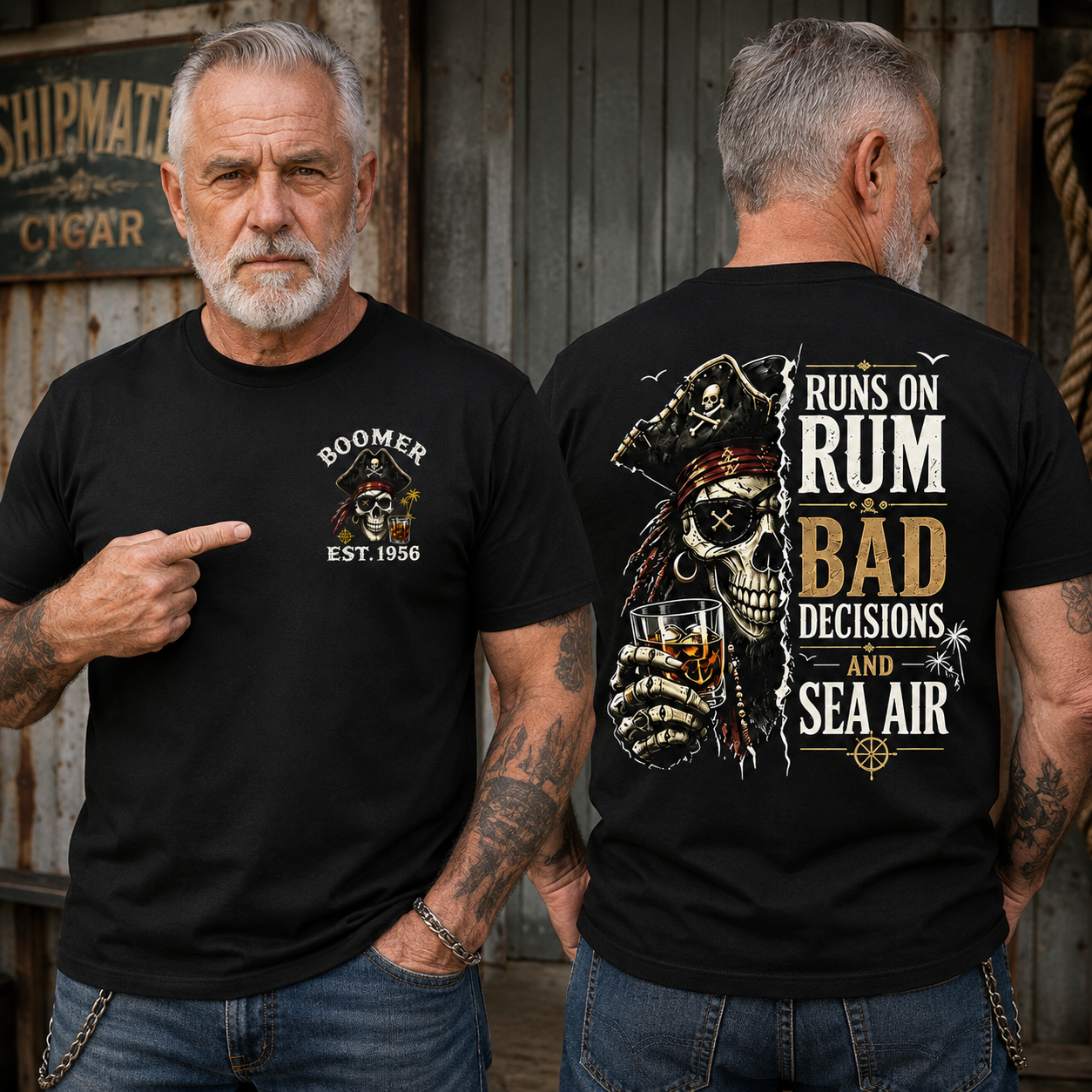 Runs On Rum Bad Decisions And Sea Air Custom Year T-shirt