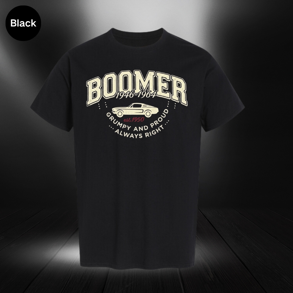 Vintage Boomer "Grumpy and Proud" Graphic Tee,Washed T-shirt