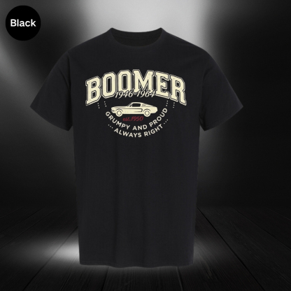 Vintage Boomer "Grumpy and Proud" Graphic Tee,Washed T-shirt