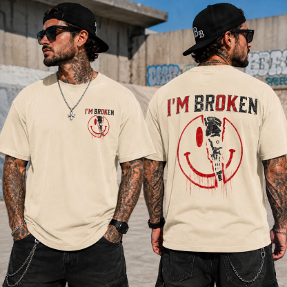 I'm BrokenTM Skull Smiley Graphic T-Shirt