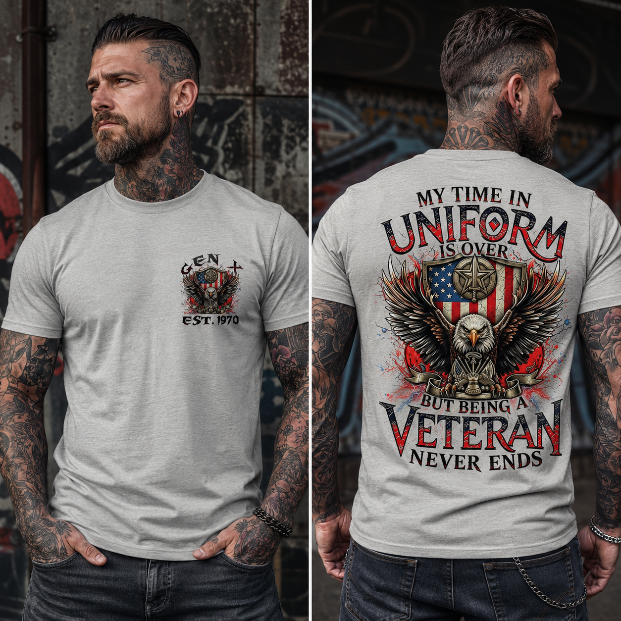 My Time In Uniform Is Over But Being A Veteran Never Ends Custom Year T-shirt