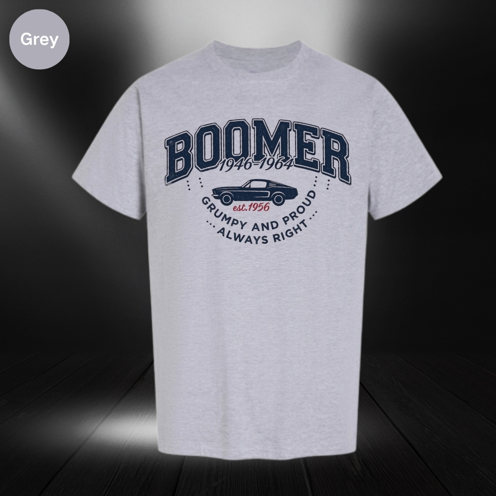Vintage Boomer "Grumpy and Proud" Graphic Tee,Washed T-shirt