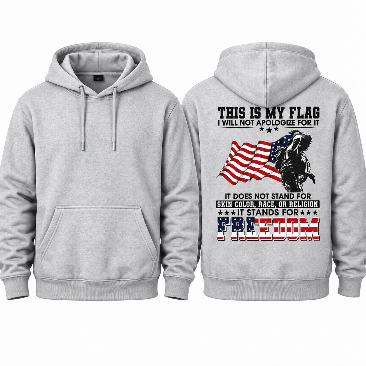 Soldier Silhouette USA Flag Patriotic Hoodie