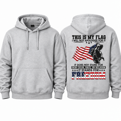 Soldier Silhouette USA Flag Patriotic Hoodie