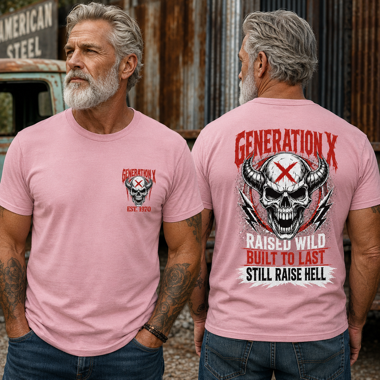 Gen X Raised Wild Skull Graphic Tee