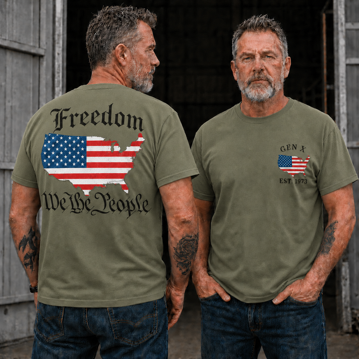 USA Freedom We The People Gen X/Boomer Custom Year Of Birth T-shirt
