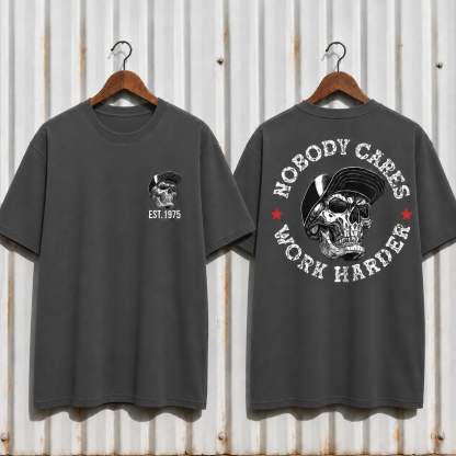 Nobody Cares Work Harder" Hardcore Graphic Apparel | Customizable Year Hoodie & Tee