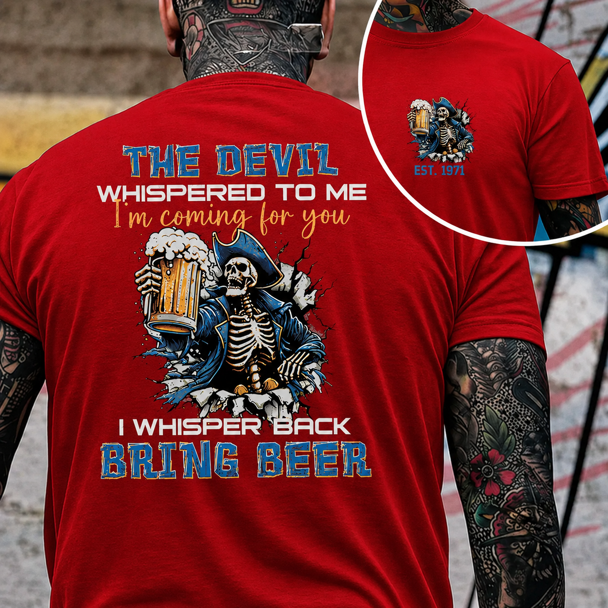 The Devil Whispered To Me I Whisper Back Bring Beer Gen X//Boomer Custom Birth Year T-shirt