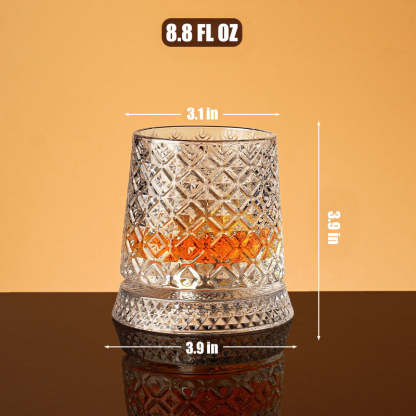 🥃Rotating Crystal Whiskey Tumbler Glass