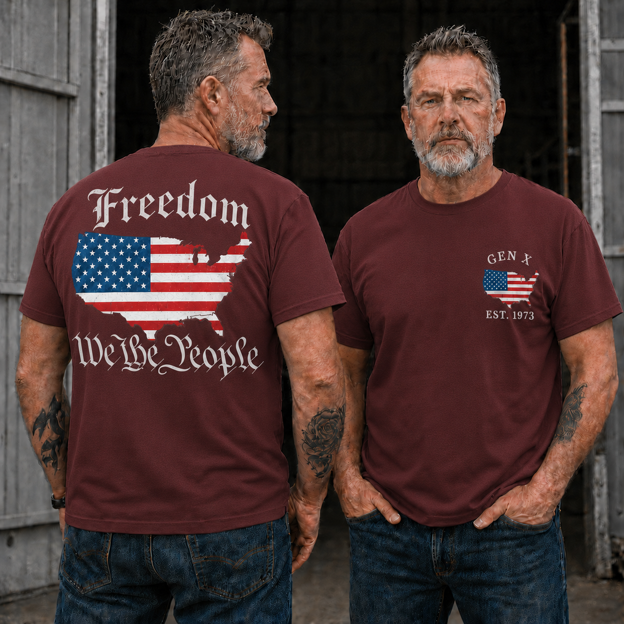 USA Freedom We The People Gen X/Boomer Custom Year Of Birth T-shirt