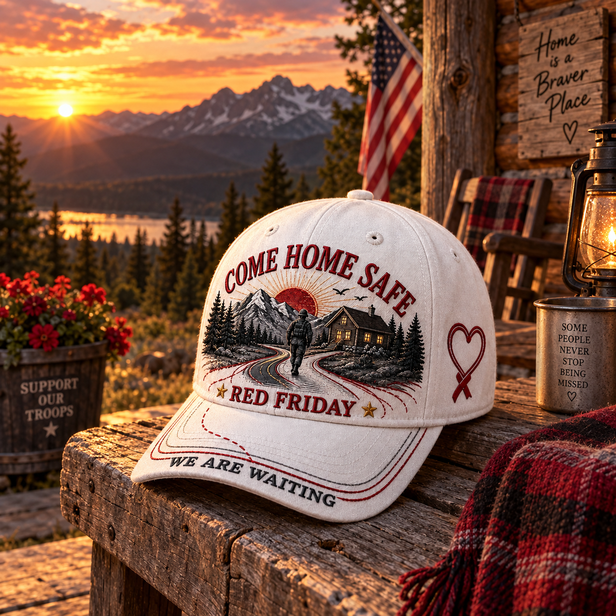 RED Friday Come Home Safe Baseball Cap