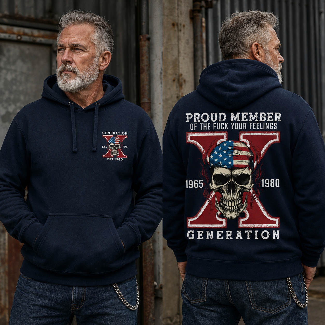 Custom Gen X Skull New Printing Custom Birth Year Hoodies