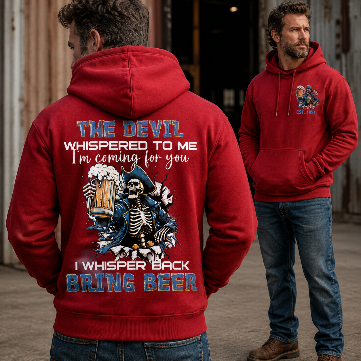 The Devil Whispered To Me I Whisper Back Bring Beer Gen X//Boomer Custom Birth Year Hoodie
