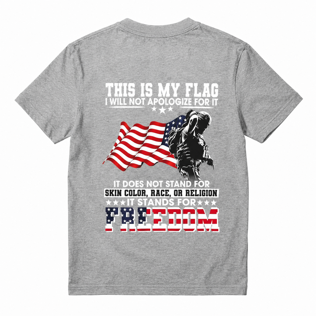 Soldier Silhouette USA Flag Patriotic T-Shirt