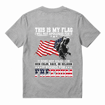 Soldier Silhouette USA Flag Patriotic T-Shirt