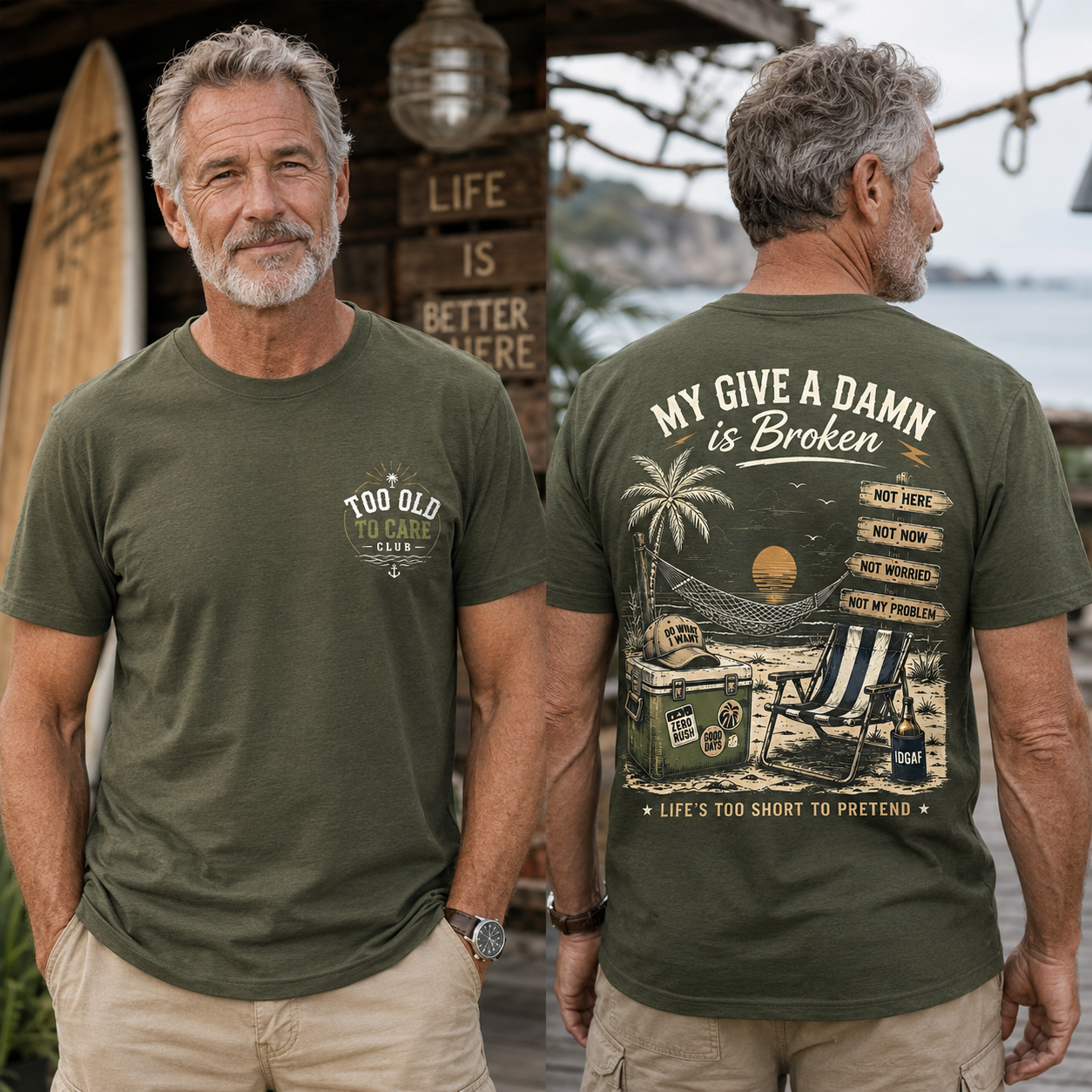 My Give A Damn Is Broken Beach Retro T-Shirt