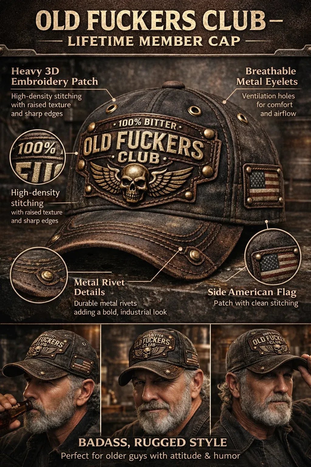 🔥Last Day 50% OFF - Old F**kers Club Vintage Baseball Cap