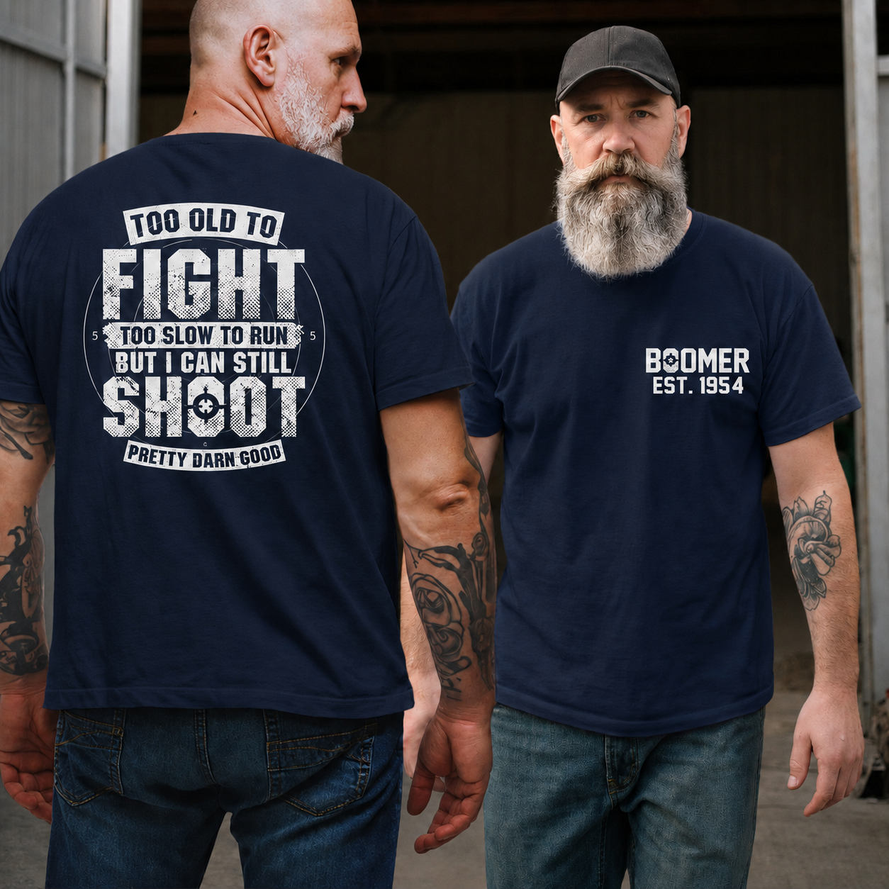BOOMER/GEN X T-shirt, Too Old To Fight Too Slow To Run But I Can Still Shoot Pretty Darn Good T-shirt, Custom Year Of Birth T-shirt
