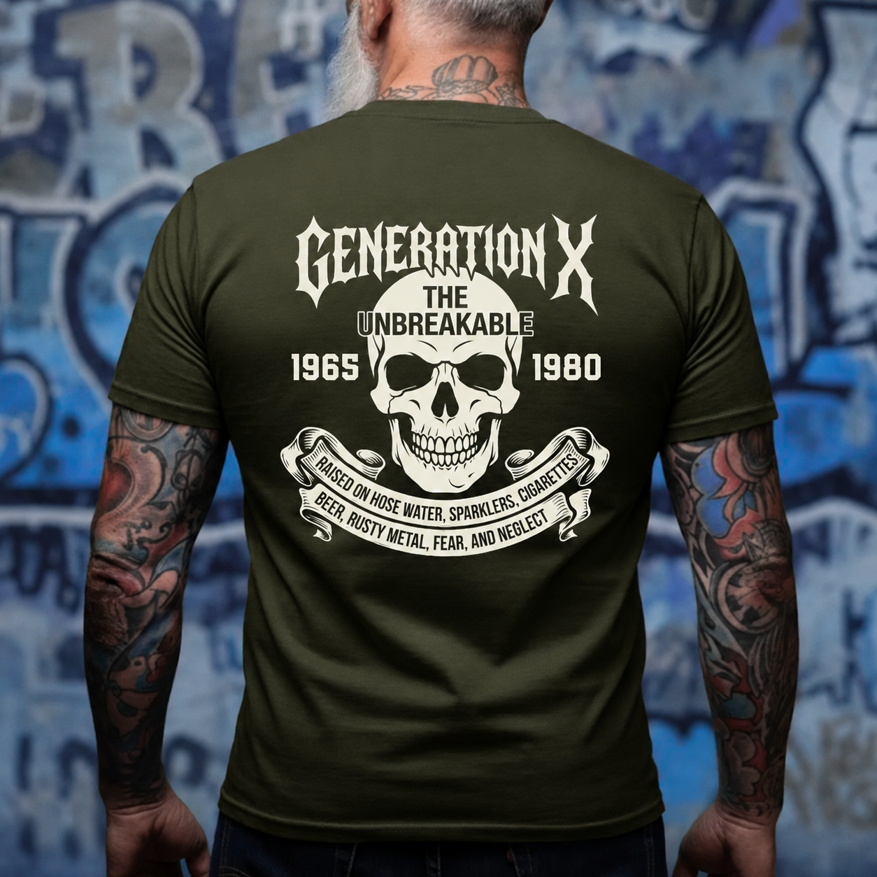 Generation X The Unbreakable Generation Custom Year Skull Tee