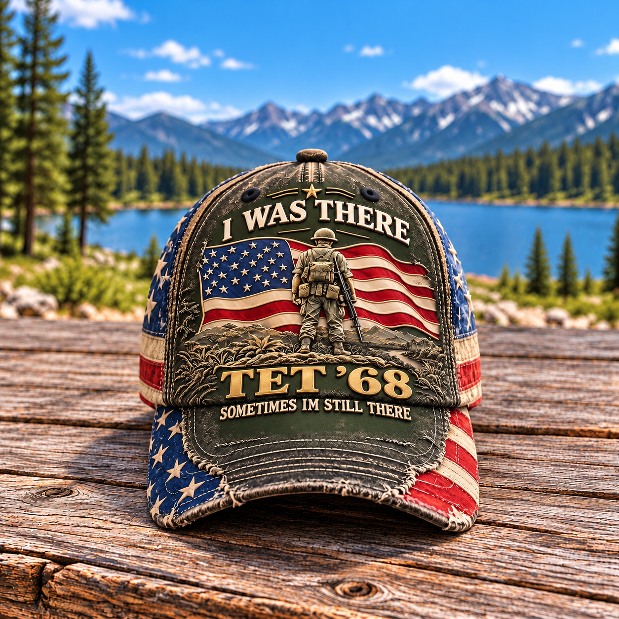 Tet '68 Vietnam Veteran Printed Baseball Cap