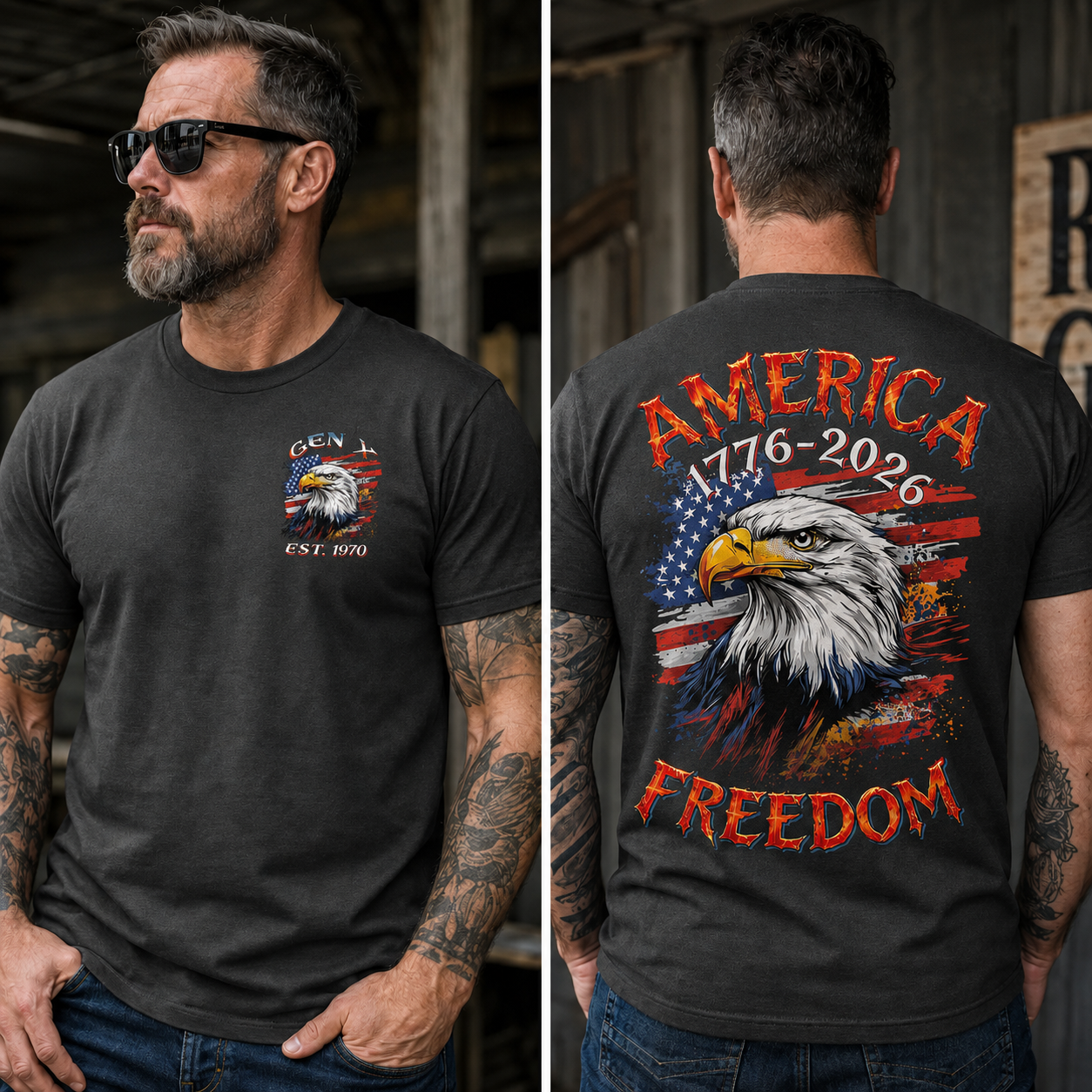 Custom Year Boomer/Gen X/Gen Y T-shirt, America 1776-2026 Freedom Shirt
