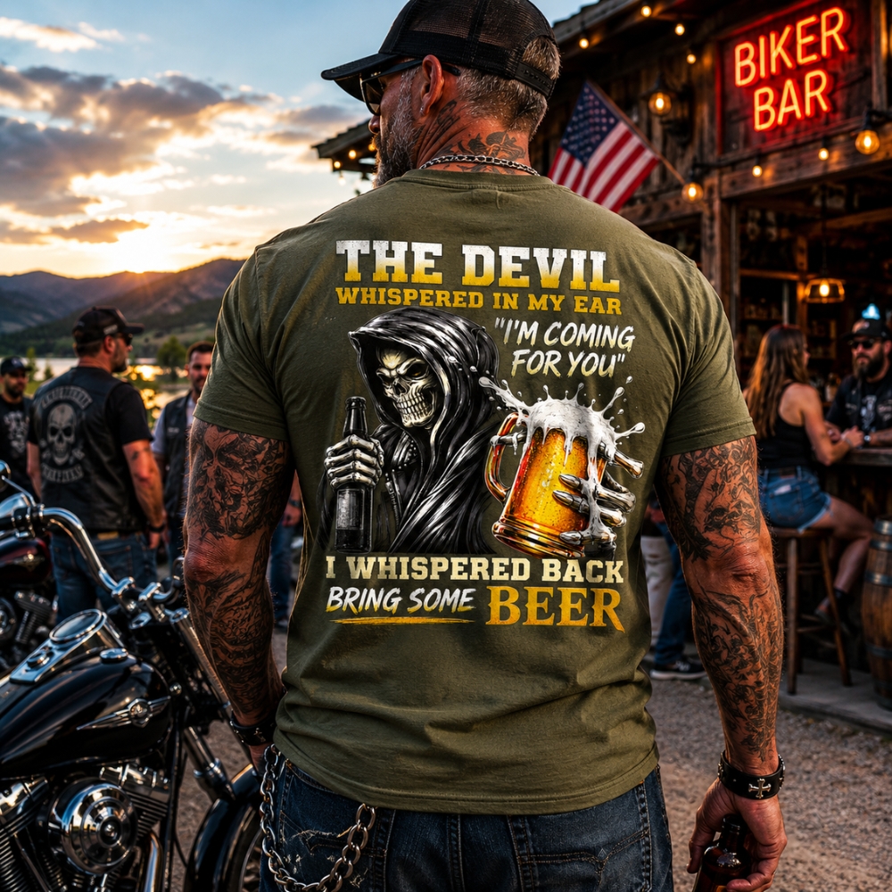 The Devil WhisperedTM Boomer/Gen X Beer T-Shirt | Custom EST Year Grim Reaper Tee