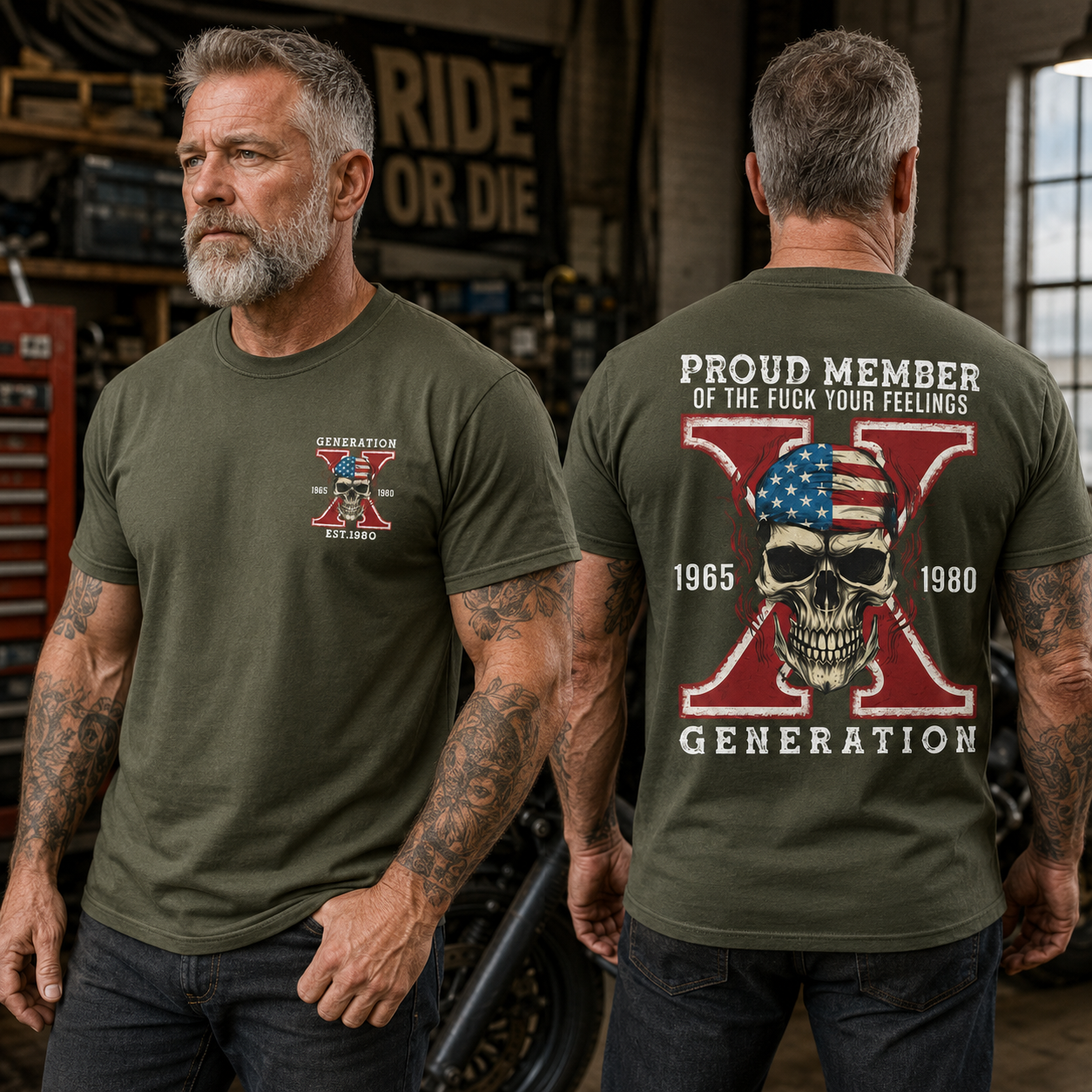 Custom Gen X Skull New Printing T-shirt