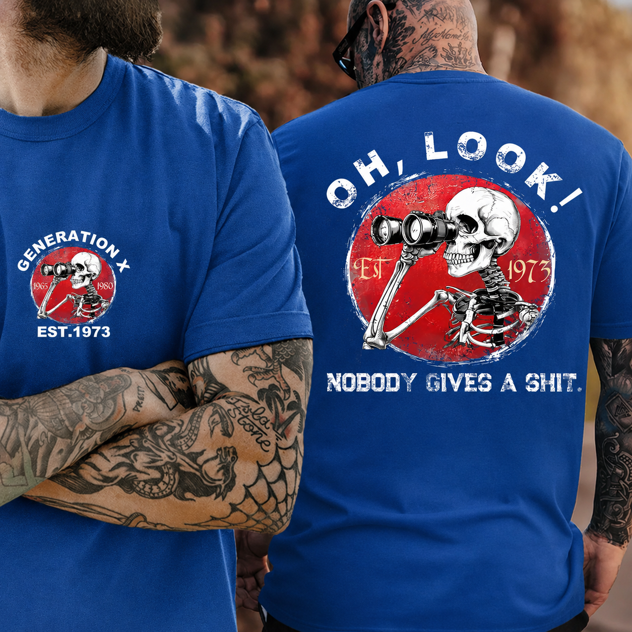 Generation X/Boomer 2 Side T-shirt, Oh Look Nobody Gives A Shit Print T-Shirt