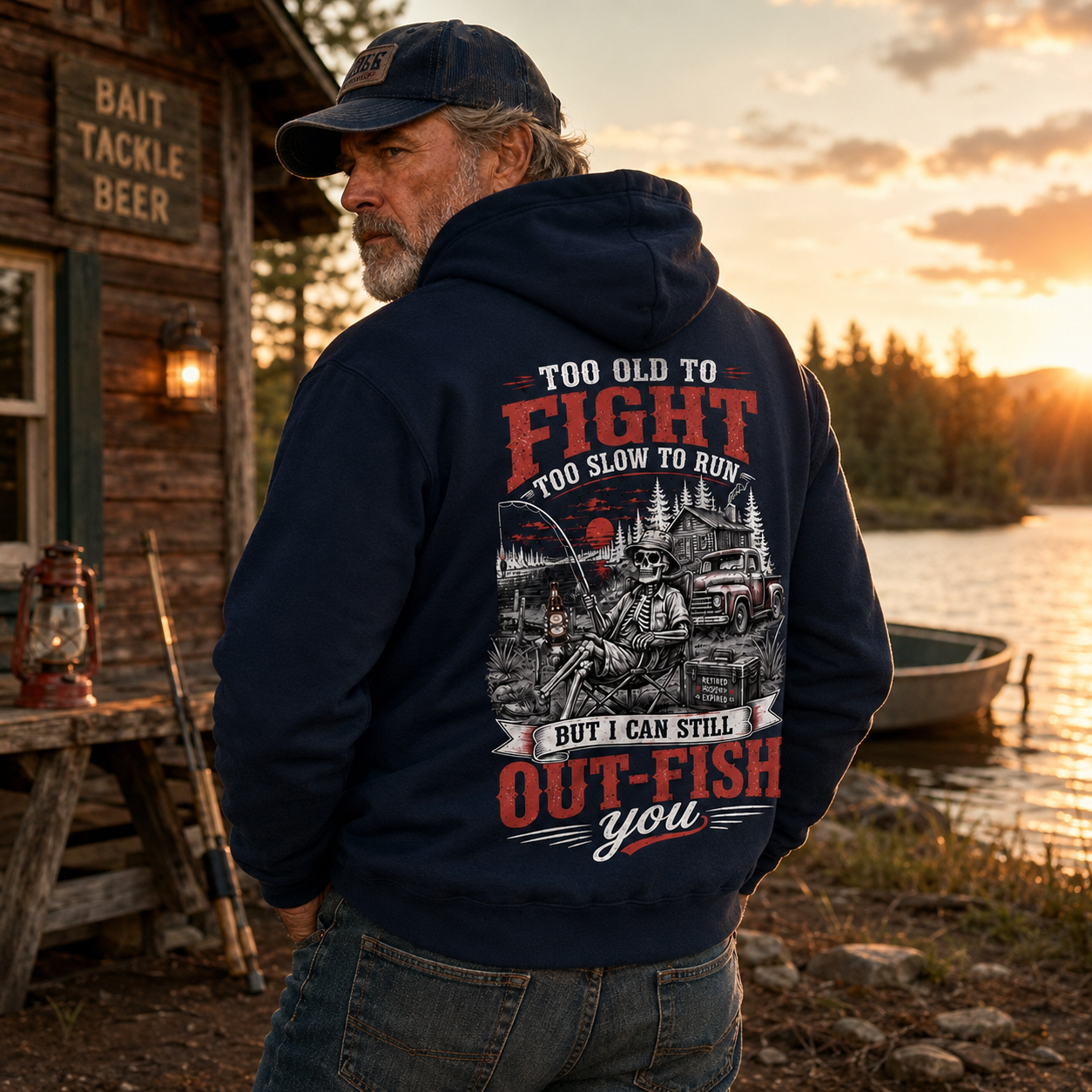 Custom Est.Year Too Old To Fight Too Slow To Run But I Can Still Out-Fish You Hoodie