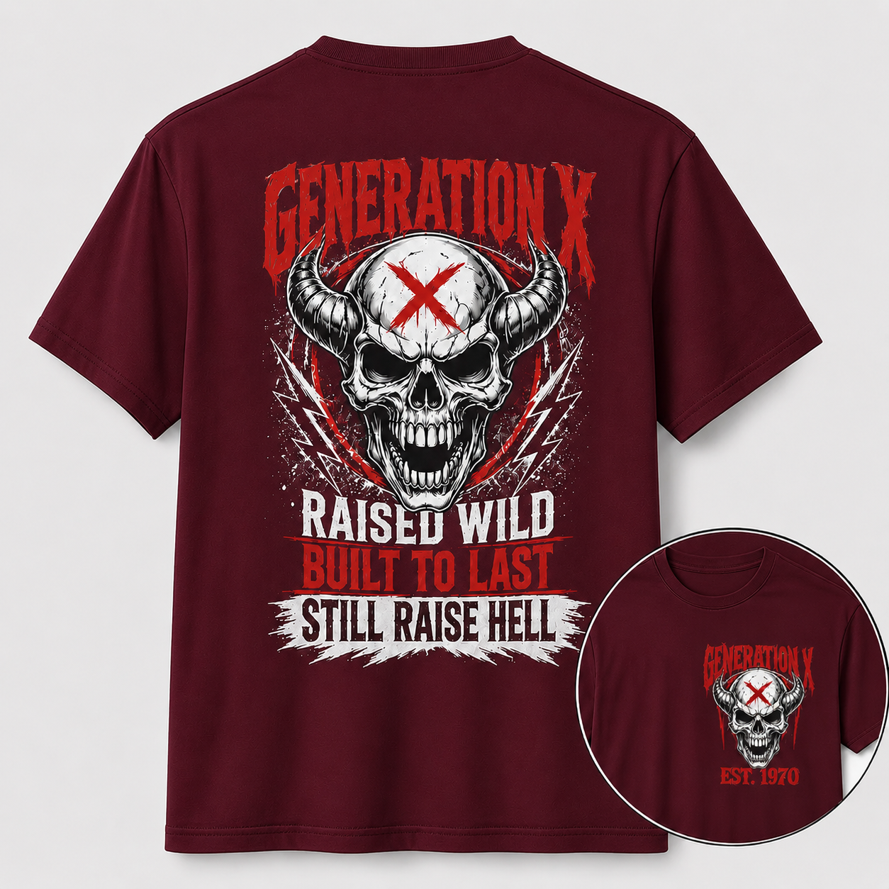 Gen X Raised Wild Skull Graphic Tee