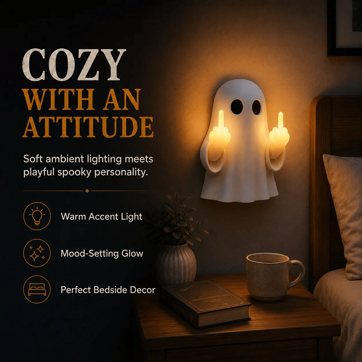 👻 Ghost Middle Finger Glow Night Light🖕