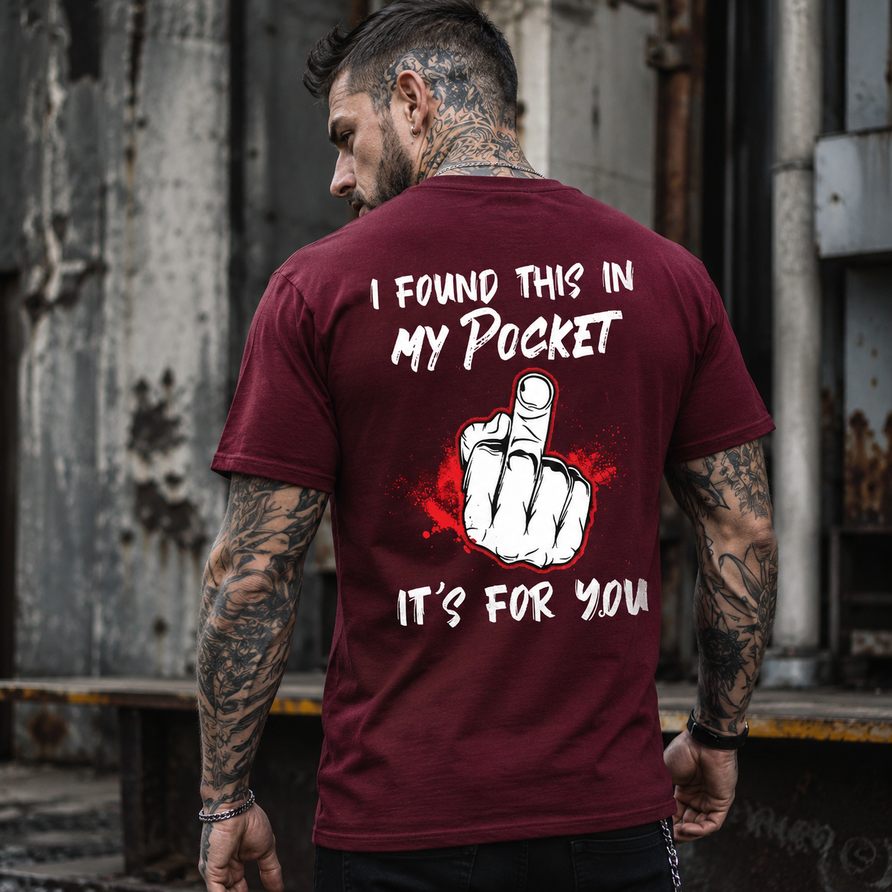 I FOUND THIS IN MY POCKET IT’S FOR YOU Middle Finger Print Men’s T-Shirt