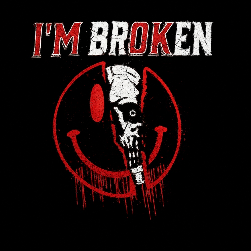 I'm BrokenTM Skull Smiley Graphic T-Shirt