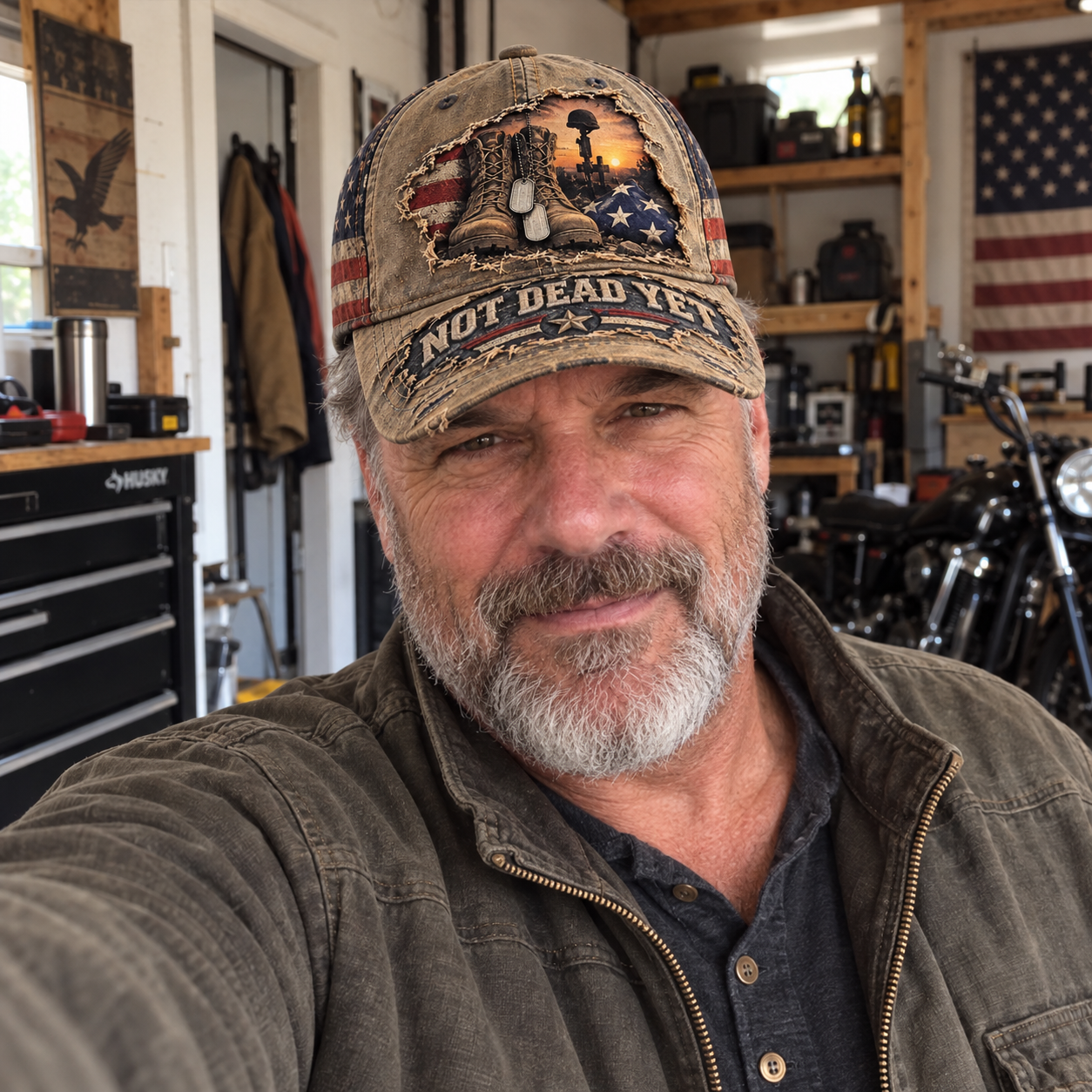 Vintage-Style Veteran Graphic Casual Baseball Cap