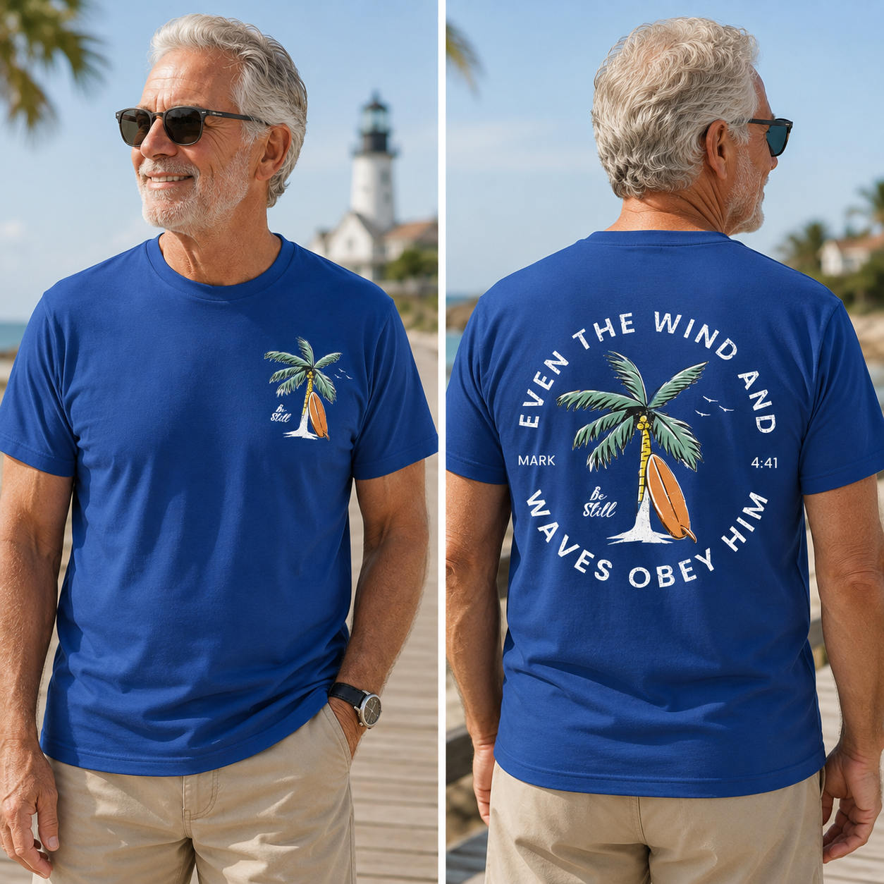 Mark 4:41 Be Still Palm Tree Faith T-Shirt