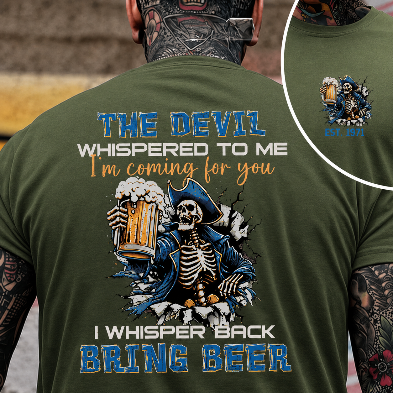 The Devil Whispered To Me I Whisper Back Bring Beer Gen X//Boomer Custom Birth Year T-shirt