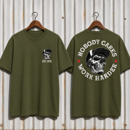 Nobody Cares Work Harder" Hardcore Graphic Apparel | Customizable Year Hoodie & Tee