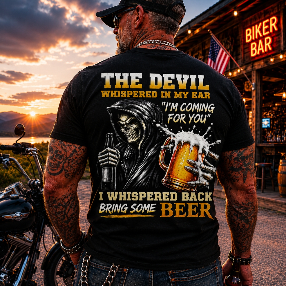 The Devil WhisperedTM Boomer/Gen X Beer T-Shirt | Custom EST Year Grim Reaper Tee