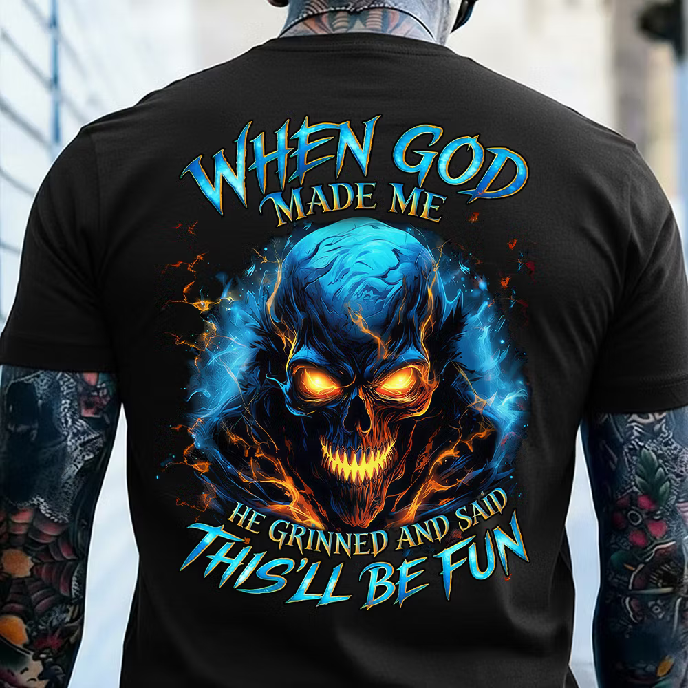 Generation X When God Made Me Custom Year Skull Cotton T-shirt | Breathable & Soft