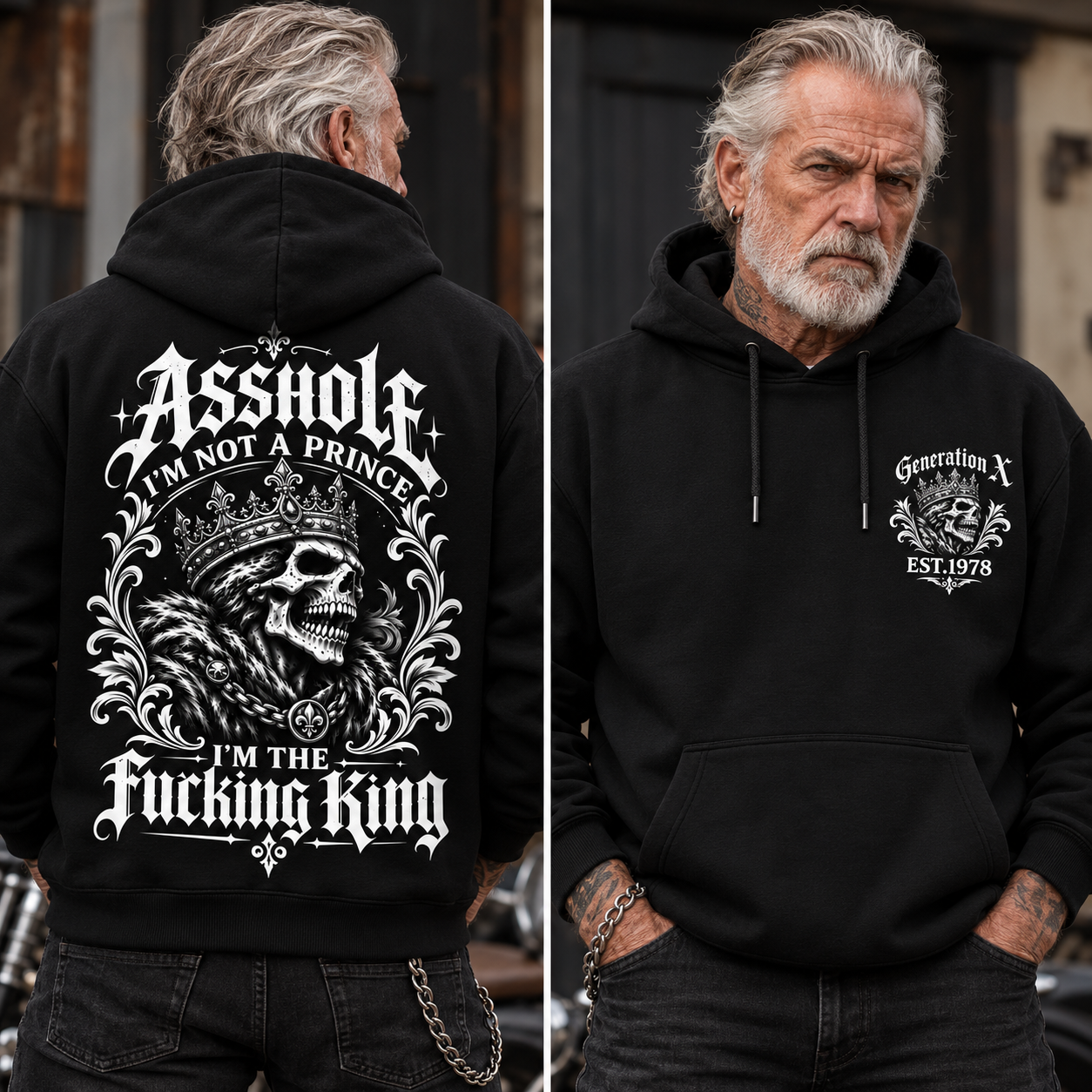 Asshole I'm Not A Prince I'm The Fucking King Custom Year Hoodie