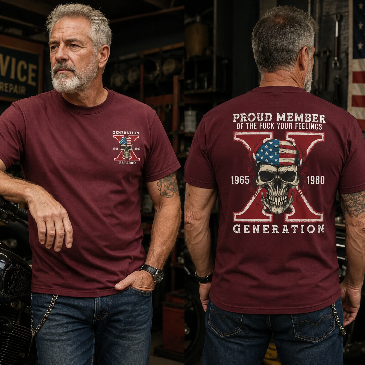 Custom Gen X Skull New Printing T-shirt