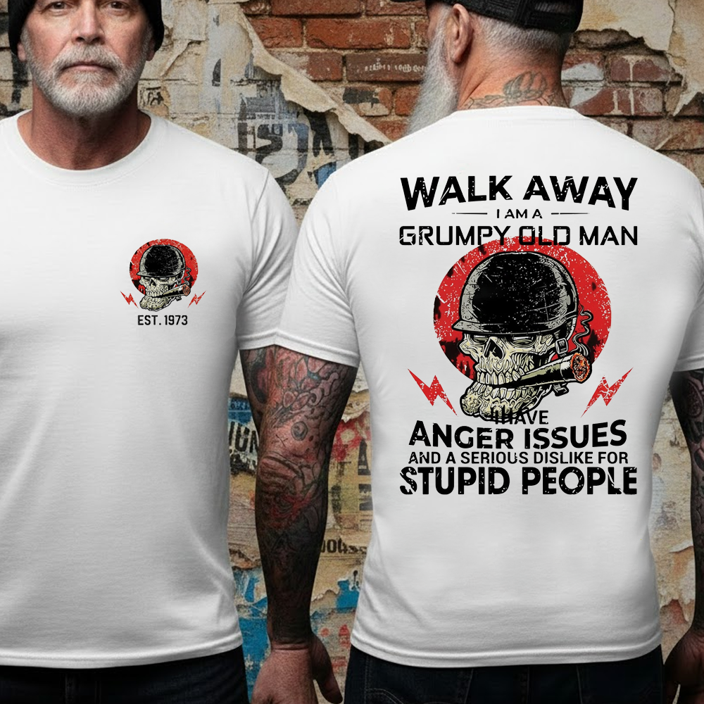 Custom EST.YEAR Grumpy Old Man Skull Print T-Shirt / Hoodie