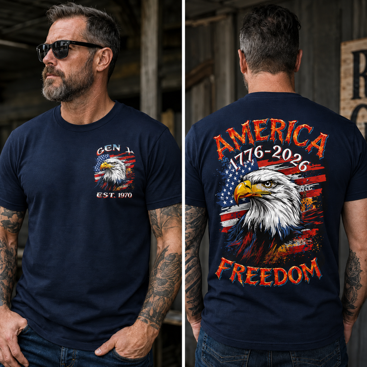 Custom Year Boomer/Gen X/Gen Y T-shirt, America 1776-2026 Freedom Shirt