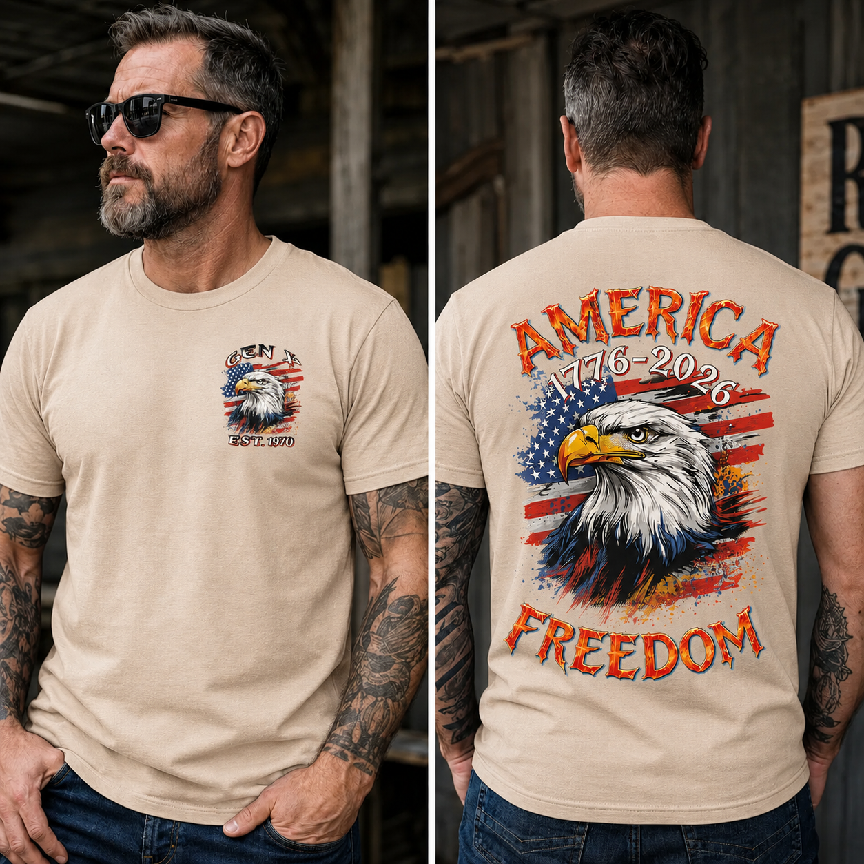 Custom Year Boomer/Gen X/Gen Y T-shirt, America 1776-2026 Freedom Shirt