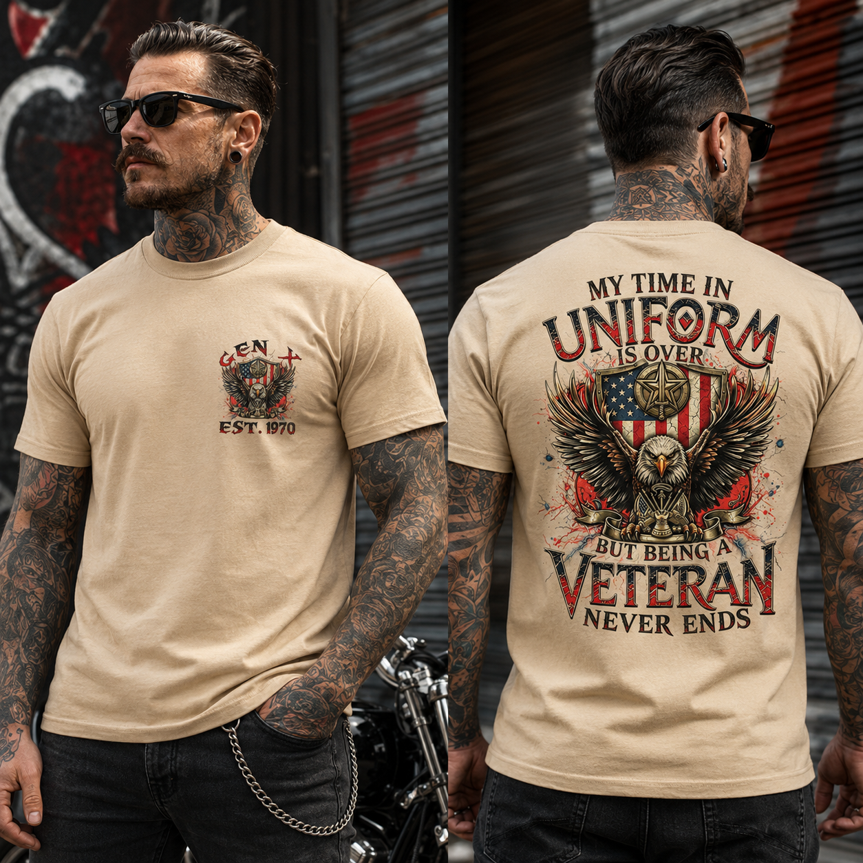 My Time In Uniform Is Over But Being A Veteran Never Ends Custom Year T-shirt