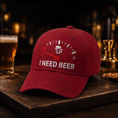 🍺 I NEED BEER Embroidered Baseball Cap – Unisex Memorial Hat🧢 100% Cotton