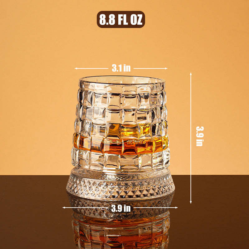 🥃Rotating Crystal Whiskey Tumbler Glass