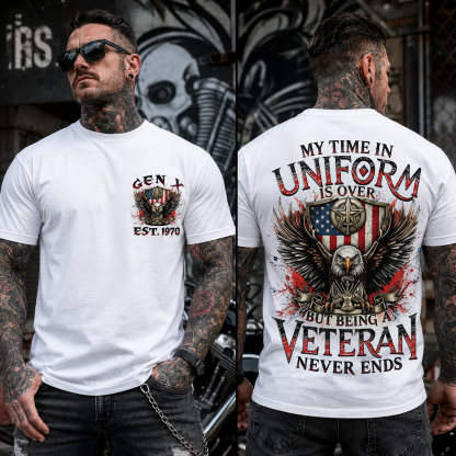 My Time In Uniform Is Over But Being A Veteran Never Ends Custom Year T-shirt