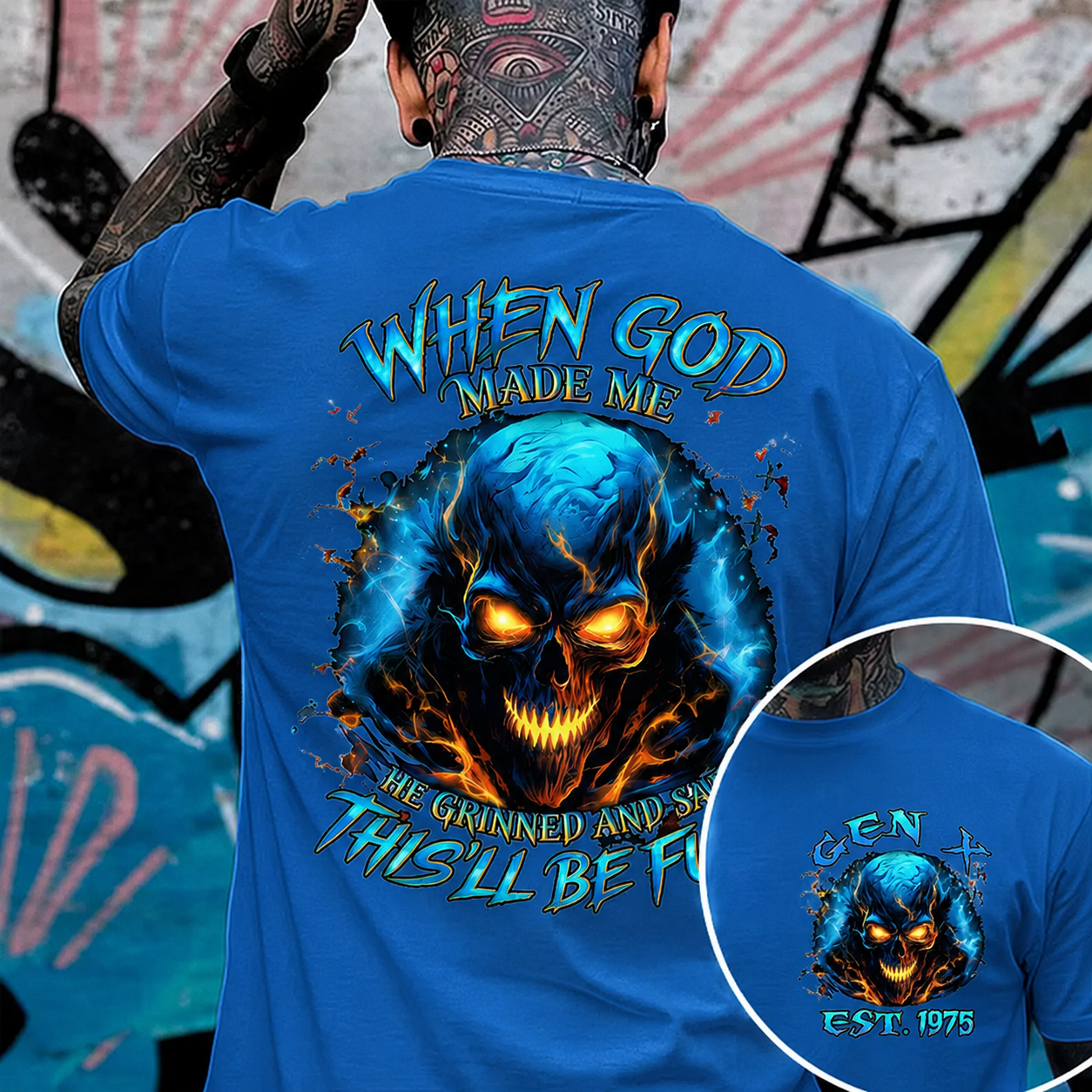 Generation X When God Made Me Custom Year Skull Cotton T-shirt | Breathable & Soft